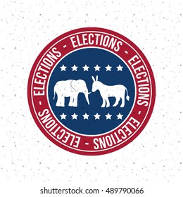 Donkey and elephant inside button icon. Vote election nation and government theme. Colorful design. Vector illustration