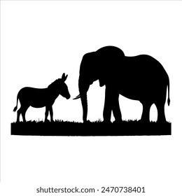 Donkey elephant silhouette isolated on white background. Donkey elephant icon vector illustration design.