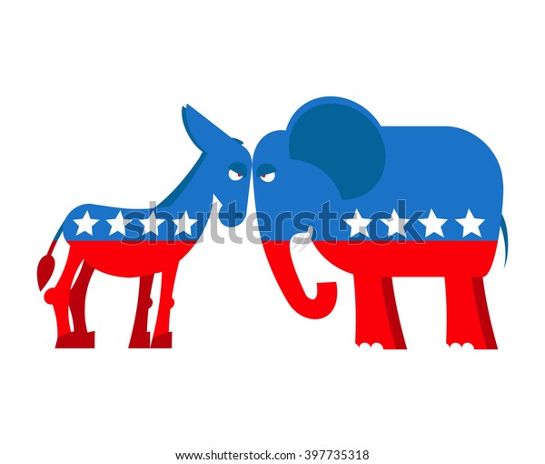 Donkey Und Elefant Symbolisieren Politische Parteien Stock Vektorgrafik Lizenzfrei