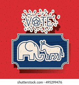 Donkey and elephant of vote inside frame design