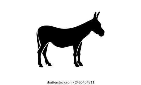 Donkey emblem, black isolated silhouette