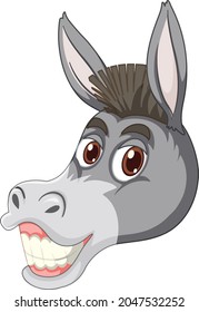 Donkey with face expression on white background illustration