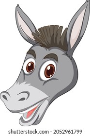 Donkey with face expression on white background illustration