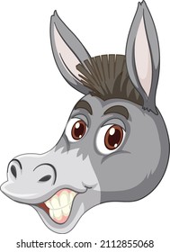 Donkey with face expression on white background illustration