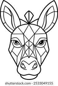 Donkey Face with Geometric Mandala Design on the Forehead | Unique Animal Mandala Art

