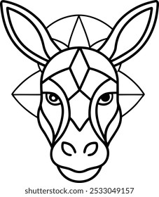 Donkey Face with Geometric Mandala Design on the Forehead | Unique Animal Mandala Art

