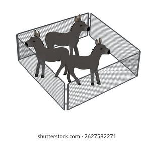 Burro em terras agrícolas. ilustração vetorial