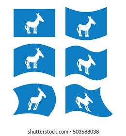 Donkey Flag. Democrat National banner of presidential election in America. State symbol of United States political party
