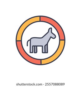 Donkey flat color icon on the white background. Vector illustration.