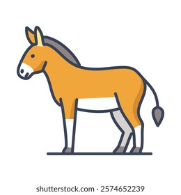 Donkey flat orange color icon. Mule isolated vector illustration on white background.