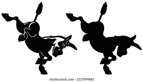 Salto divertido de burro, ilustración de vector caída