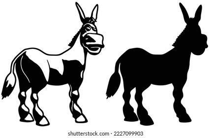 Icono de hueso de burro, vector, diseño de vida silvestre de silueta