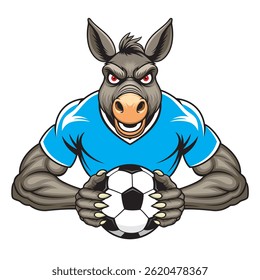 design de ilustração de vetor mascote de futebol de burro