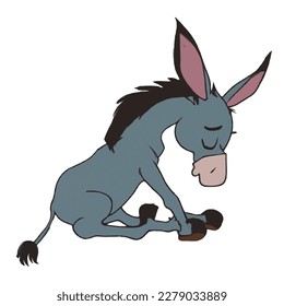Donkey is a four-legged mammal that has long and distinctive ears, used to help humans in heavy work.