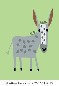 Donkey is a friendly farm animal with soft gray fur and long ears. He loves to play in the fields, carry little loads, and greet everyone with a happy "hee-haw!"