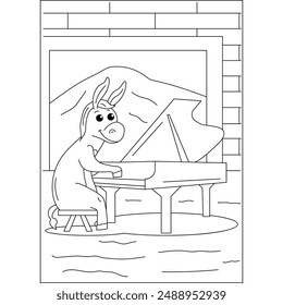 donkey funny animal coloring book page for kids or grown adults coloring book mindful relaxation activity