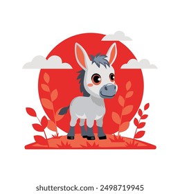 The donkey is a funny vector Illustration of farm animal for kids, posters, logo