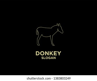 donkey gold outline with black background logo icon designs vector illustration sign silhouette