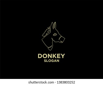 donkey gold outline with black background logo icon designs vector illustration sign silhouette