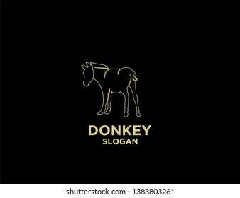 donkey gold outline with black background logo icon designs vector illustration sign silhouette