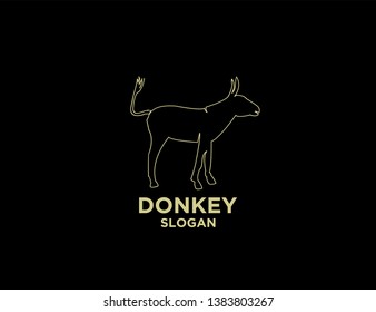 Donkey Gold Outline With Black Background Logo Icon Designs Vector Illustration Sign Silhouette