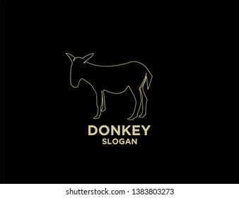 donkey gold outline with black background logo icon designs vector illustration sign silhouette