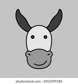 Donkey grayscale icon. Farm animal vector illustration. Agriculture sign. Graph symbol for your web site design, logo, app, UI. EPS10.