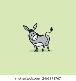 Donkey handdrawn logo design vector