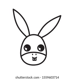 donkey head animal cartoon icon on white background vector illustration thick line