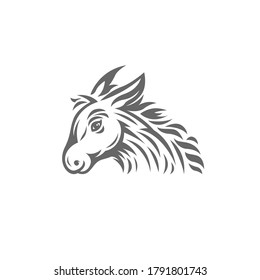 donkey head black and white logo. vector illustration