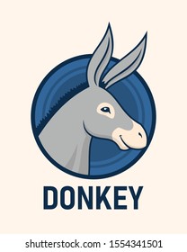 Donkey head. Cute donkey vector character mascot