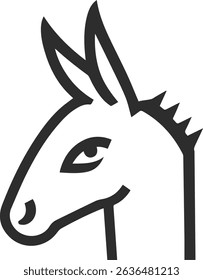 Donkey head icon in minimalist style, donkey head icon in black color.