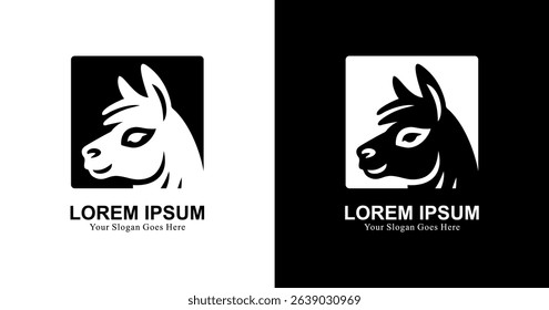 Donkey head logo design combined with a square