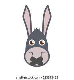 Donkey Head With Mouth Sealed. Vector illustration.