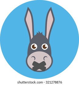 Donkey Head With Mouth Sealed. Vector flat design