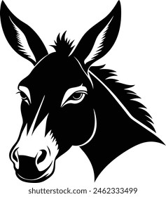 A donkey head silhouette black vector artwork illustration