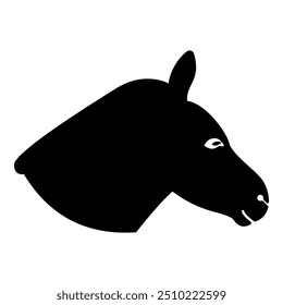 Ícone de silhueta cabeça de burro cor preta vetor ilustração imagem estilo plano