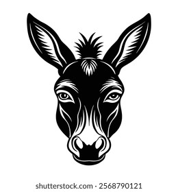 Donkey head vector silhouette art illustration