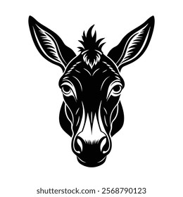 Donkey head vector silhouette art illustration