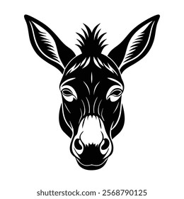 Donkey head vector silhouette art illustration