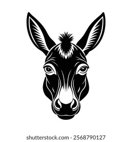 Donkey head vector silhouette art illustration