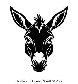 Donkey head vector silhouette art illustration