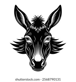 Donkey head vector silhouette art illustration