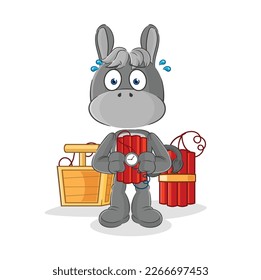 der Esel mit dynamischem Charakter. Cartoon-Maskottvektor