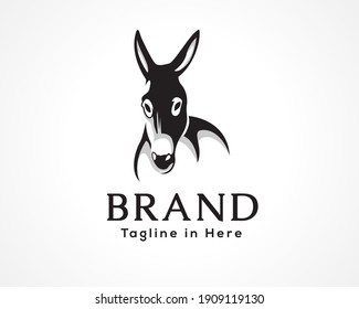 donkey horse front view drawing art logo, symbol deign illustration