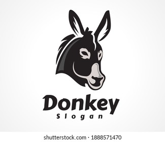 donkey, horse head front view art icon, symbol, logo design inspiration illustration