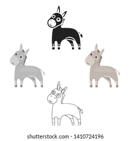 Donkey icon cartoon,black. Singe animal icon from the big animals cartoon,black.
