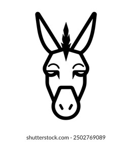 donkey icon or modern line symbol. Vector line art and icon design with bold outline. Black and white Pixel Perfect minimalistic symbol isolated white background. Silhouette simple thin sign