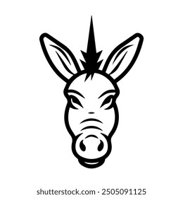 donkey icon or modern line symbol. Vector line art and icon design with bold outline. Black and white Pixel Perfect minimalistic symbol isolated white background. Silhouette simple thin sign