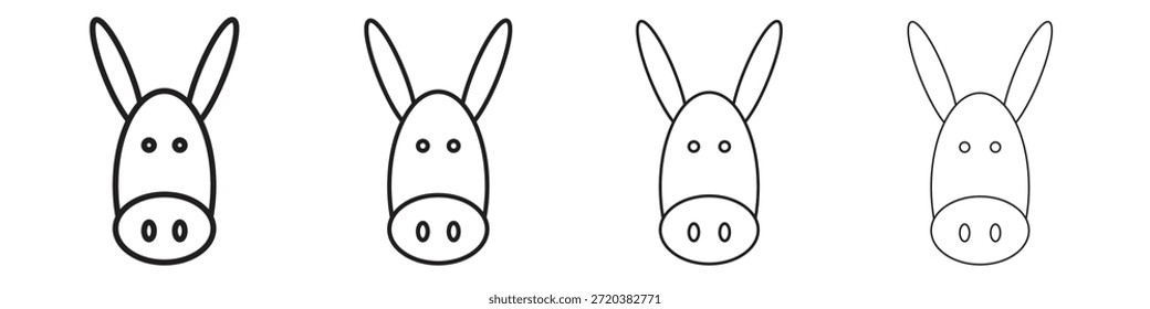 Conjunto de ícones Burro, Ilustração, Preto